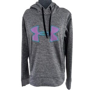 Under Armour ColdGear Heather Gray‎ Hoodie Purple Logo Size M